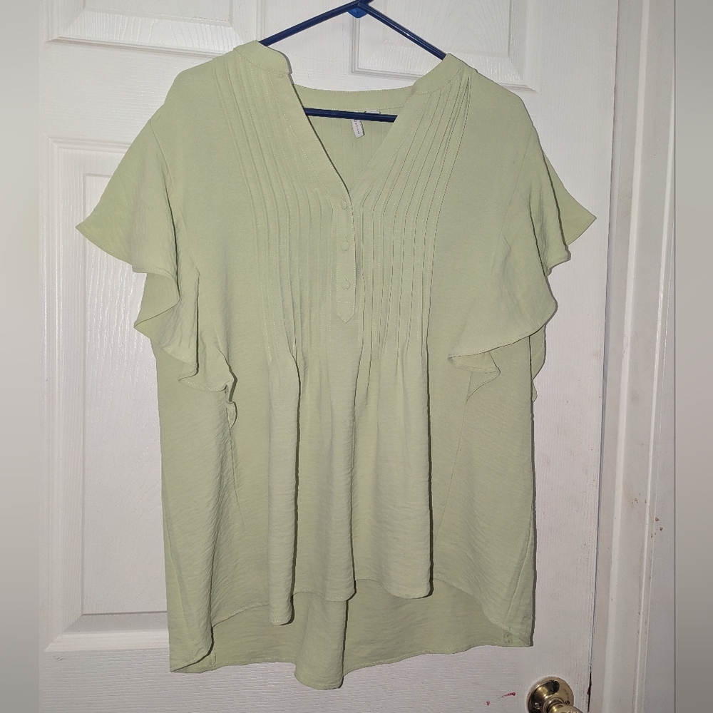 Pleated Light Green blouse